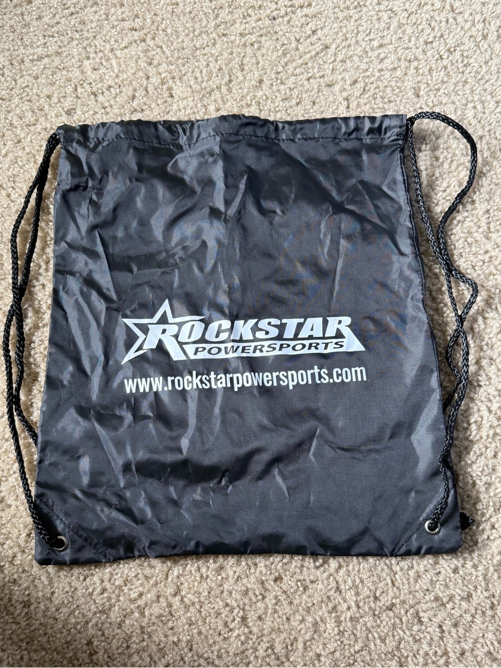 Rockstar Powersports Black Drawstring Backpack Cinch Bag